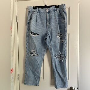 American Eagle Destroyed Pleated Mom Jean